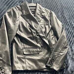 Baccini Black Faux Leather Women's Blazer